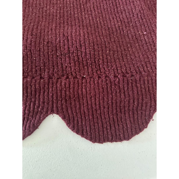 Lane Bryant Women Sweater 22 /24 Burgundy Ribbed Pullover Scalloped Hem Metallic - Picture 6 of 8